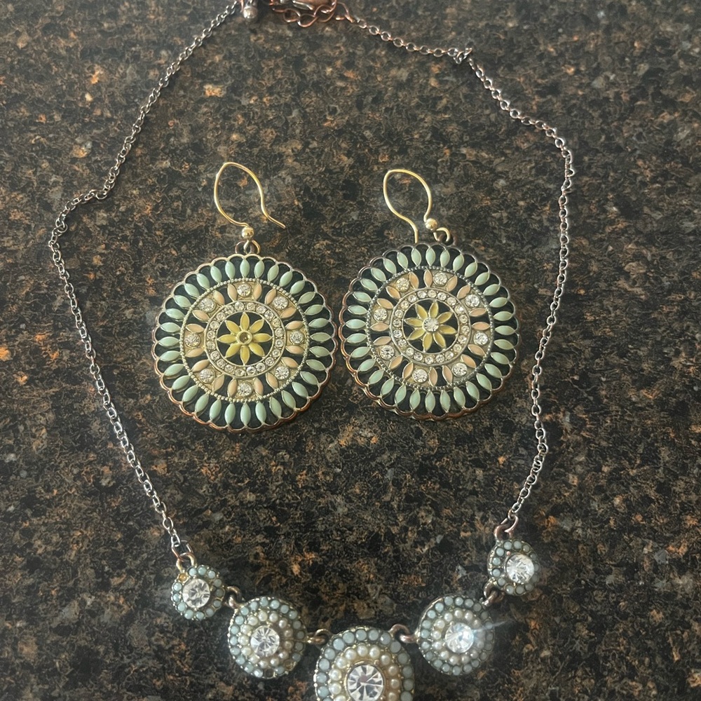 Elegant Medallion Boho Earrings and Necklace Set